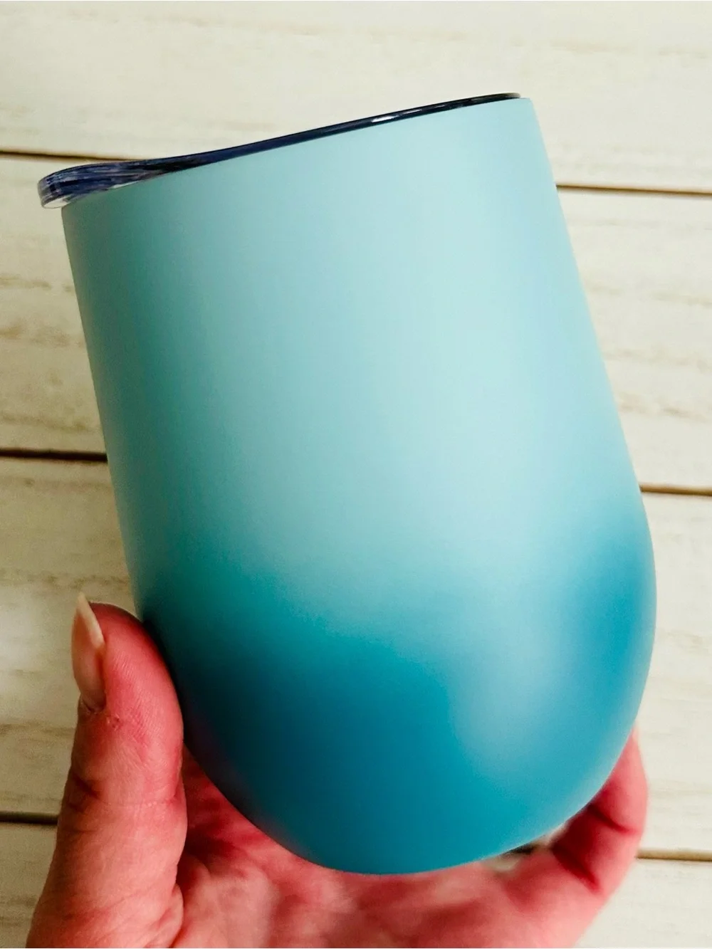 NEW Chic & Tonic Blue Ombre Sea Blue Wine Tumbler 12 oz NEW In Box